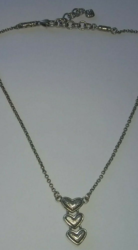 Brighton Silver Tone Triple Heart Pendant Necklace